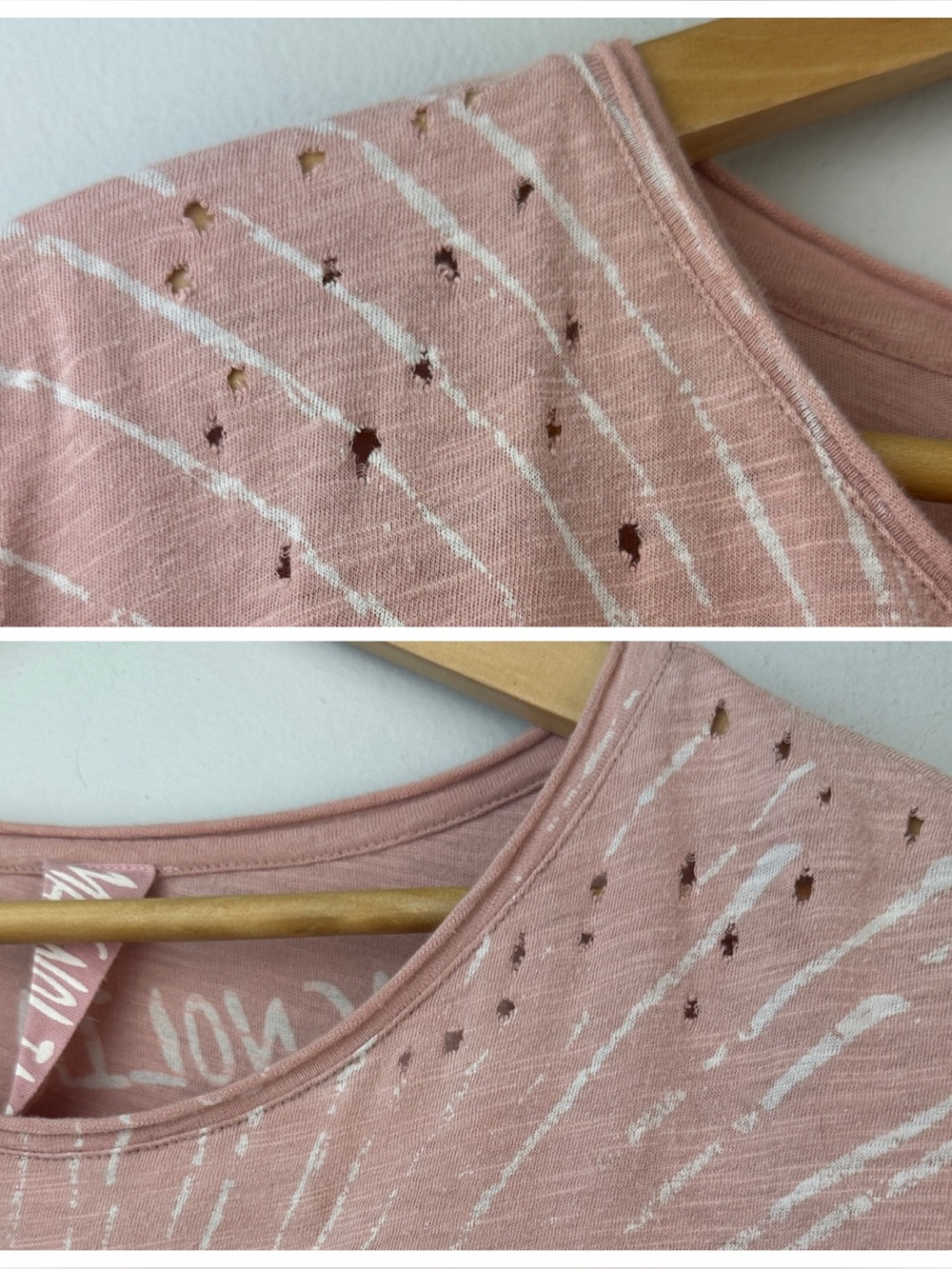 Magnolia Pearl Spread Love Cat Oversized Tee in Mollu Pink Distressed Cotton OS - Picture 8 of 16